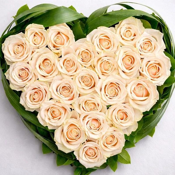 Сердце из кремовых роз - Купидон